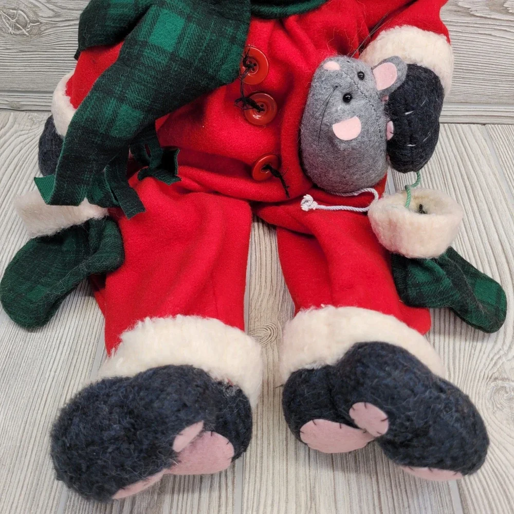 Terrys Village Christmas Cat Plush Stuffed Animal Red‎ Santa Outfit Mouse Toy